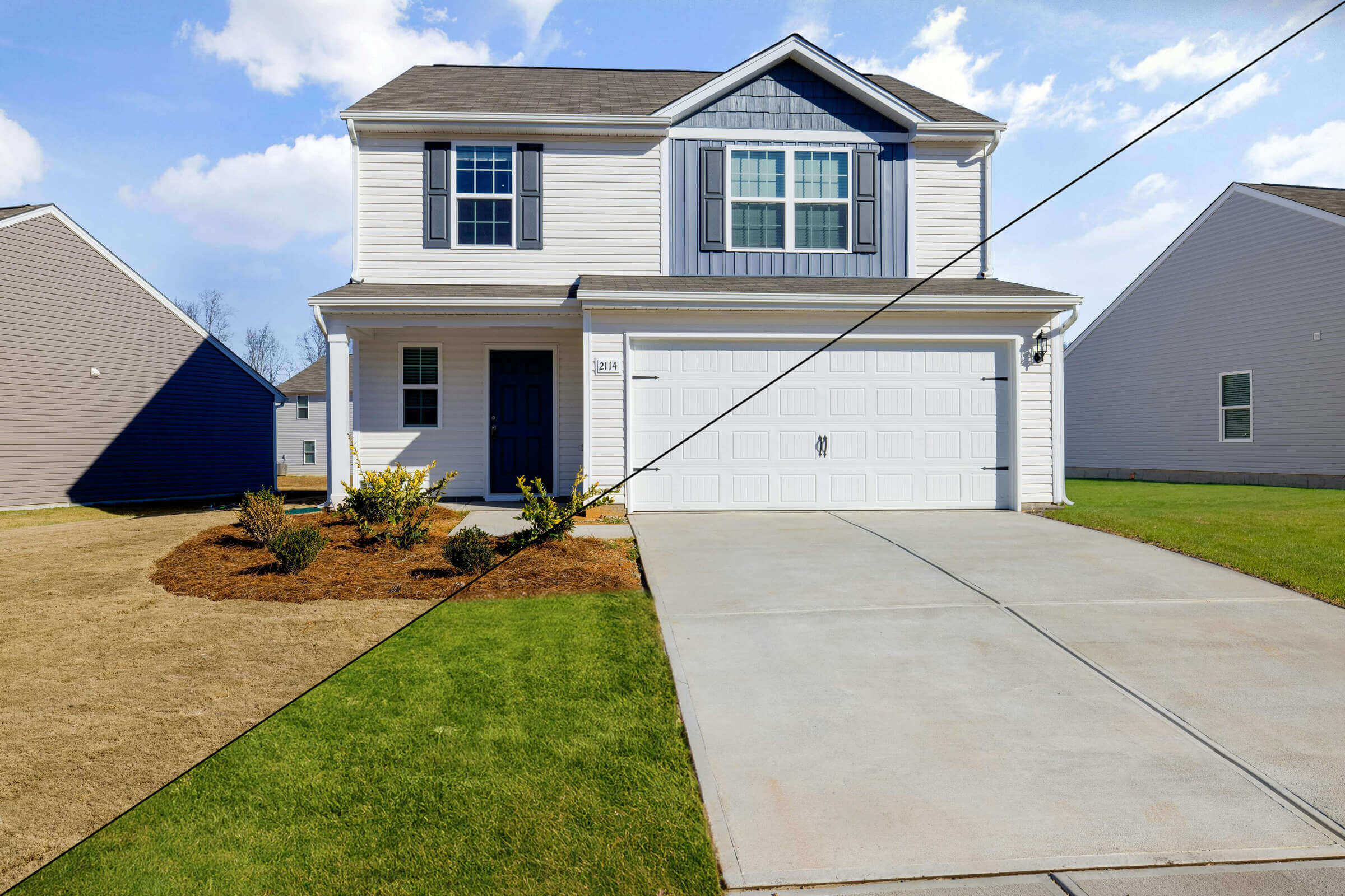 Slika ružnog travnjaka (pre obnove travnjaka) i slika lepog travnjaka (posle obnove travnjaka)